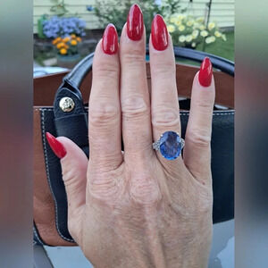 Color Change Fluorite & White Zircon Ring.